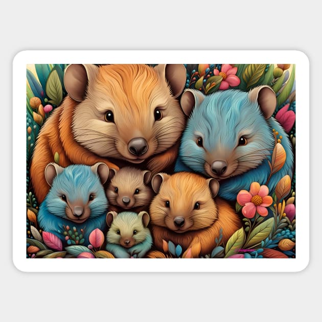 A cute Wombat family Sticker by J7Simpson